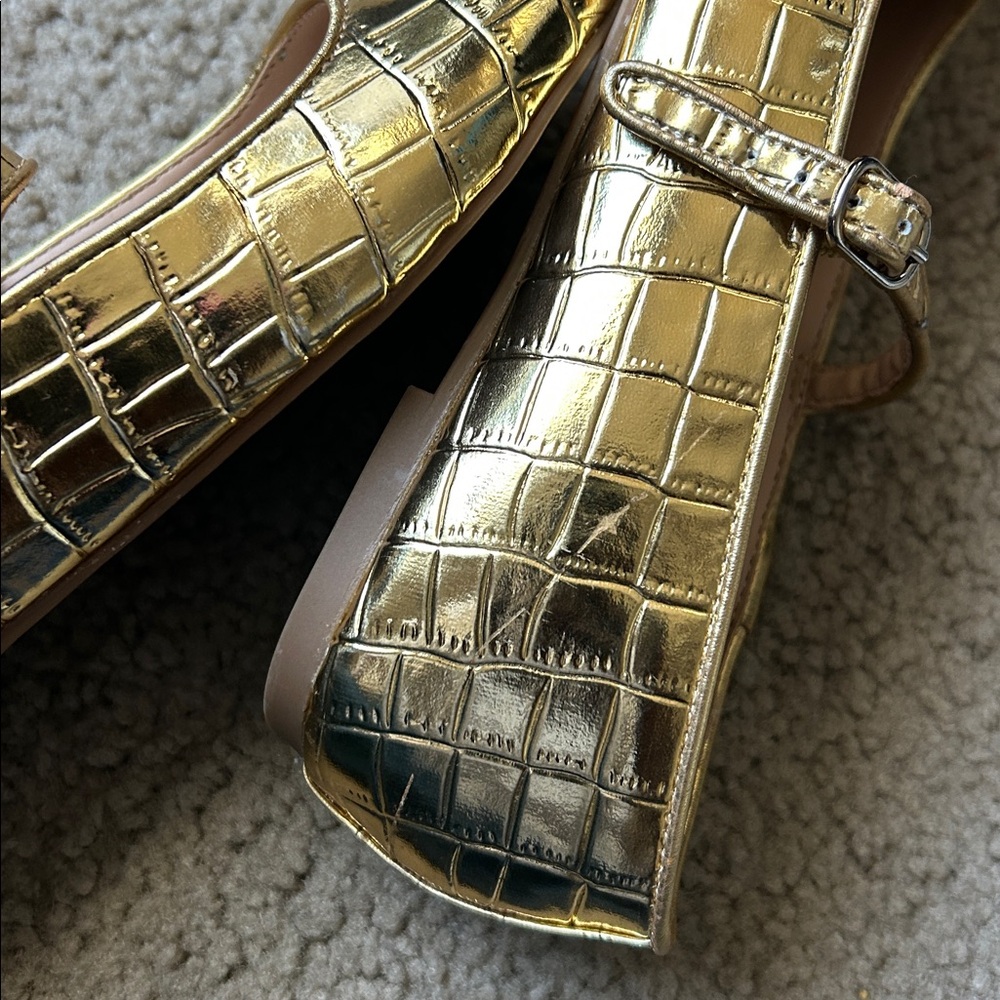 LOFT Gold Crocodile Pattern Flats - Picture 9 of 11
